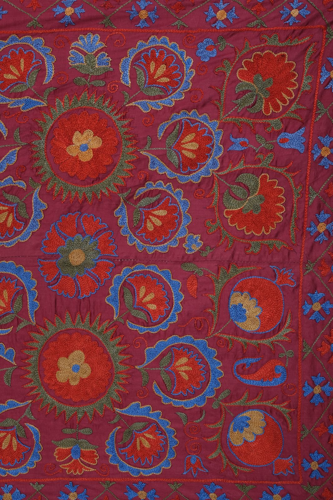 Textiles Uzbek Silk Suzani Embroidery   Fabric For Wall Hanging, Bedspread, Bed Cover, Tablecloth   Bukhara Wall Decor Fabric 3'1'' X 6'3'' photo