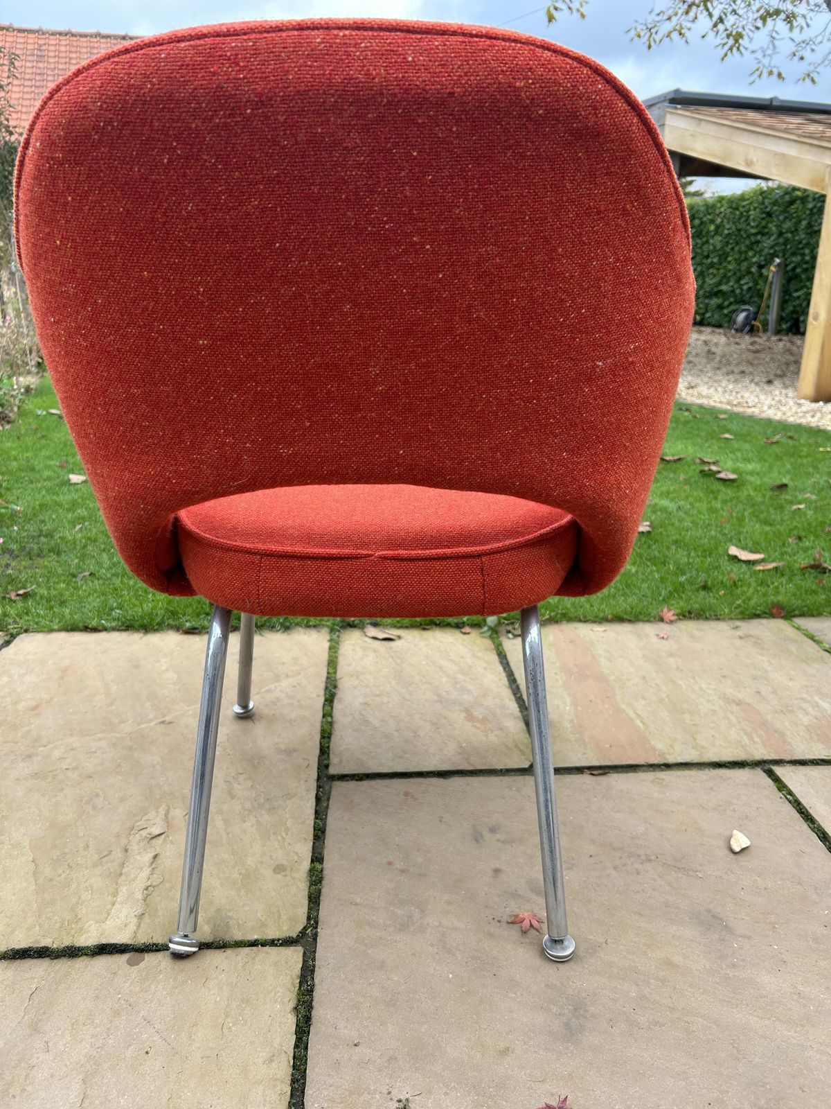 Saarinen Conference Chairs, Orange Upholstery, Polished Legs photo for sale