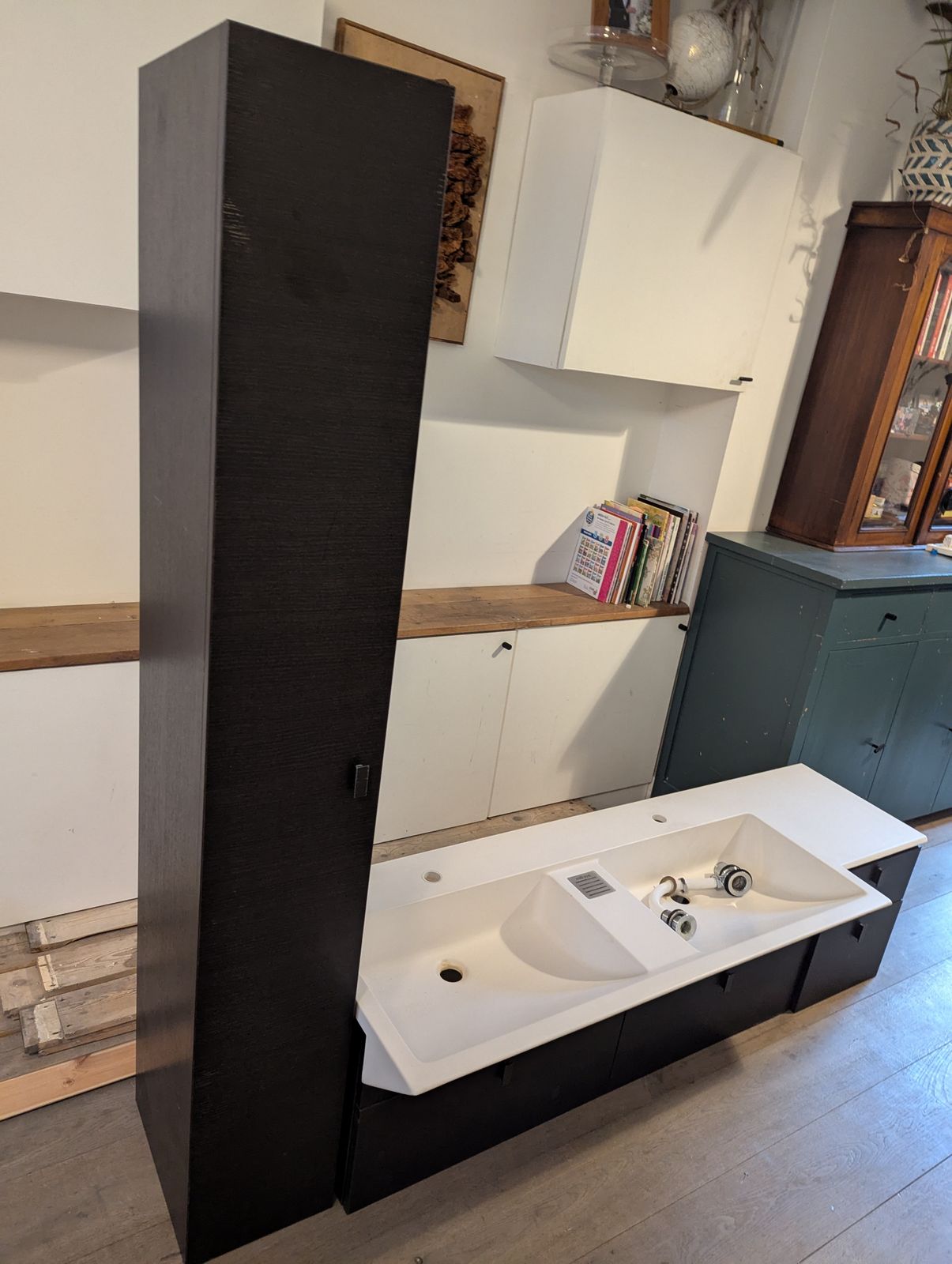 Italian Designer (Milldue Brand) Double Sink And Vanity Furniture photo for sale