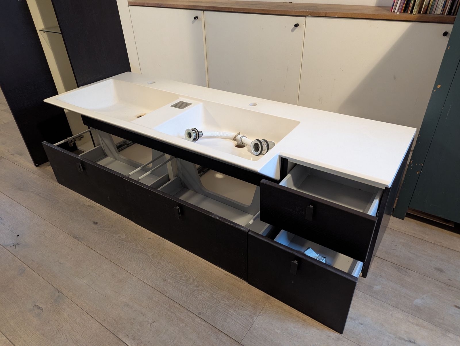 Italian Designer (Milldue Brand) Double Sink And Vanity Furniture photo vintage