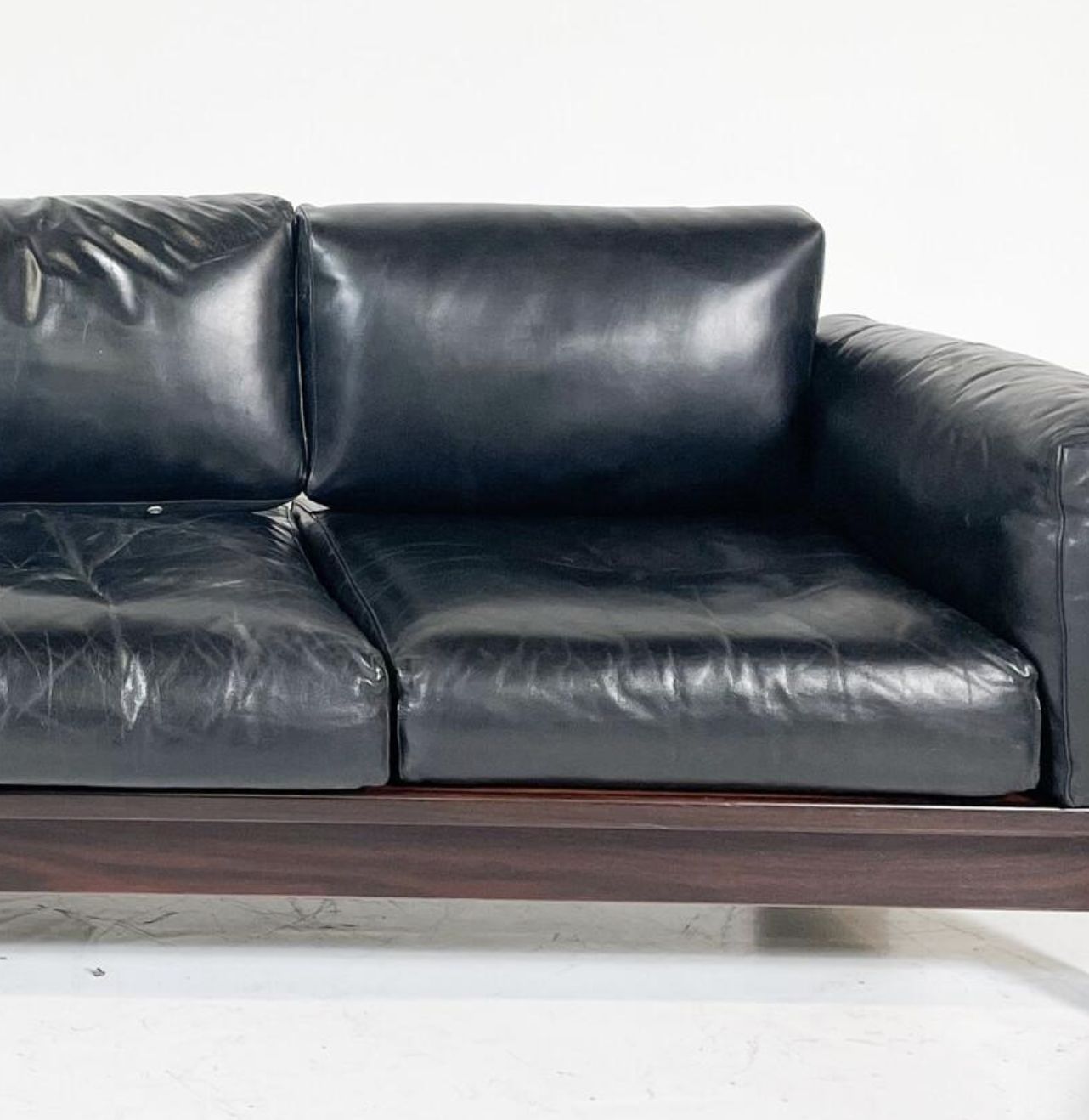 Bastiano Sofa By Tobia Scarpa For Knoll, Leather And Rosewood, Italy, 1962 photo vintage