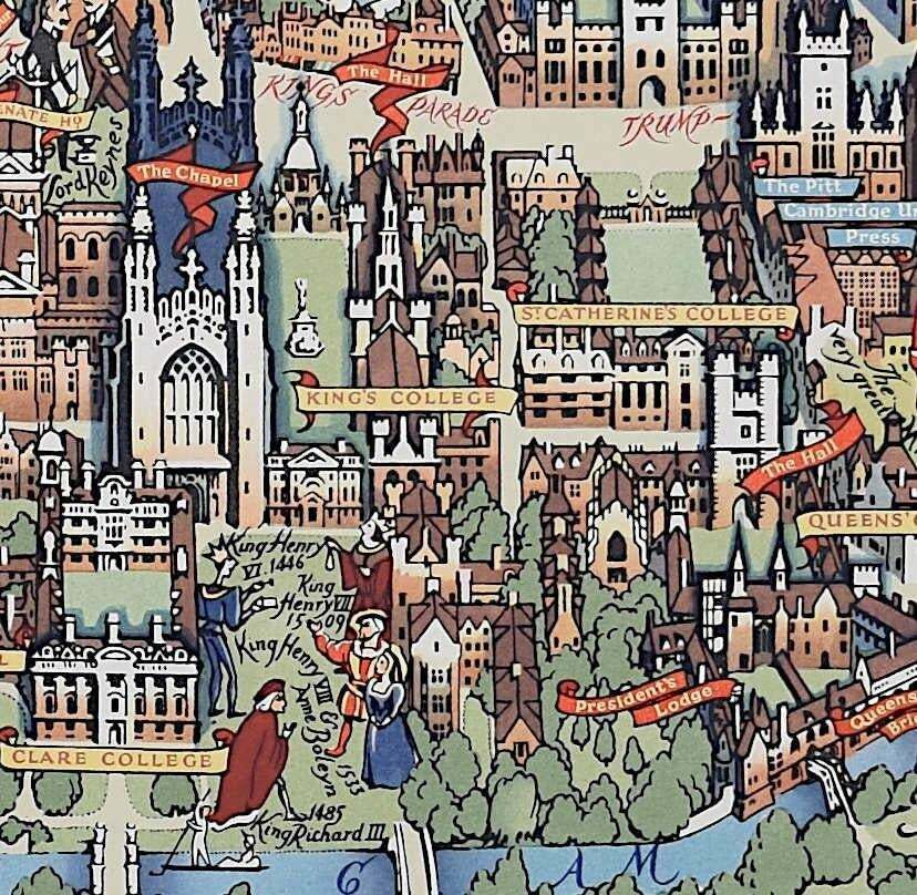 Kerry Lee, Cambridge Map, Original Vintage Poster By Kerry Lee, 1965 photo furniture