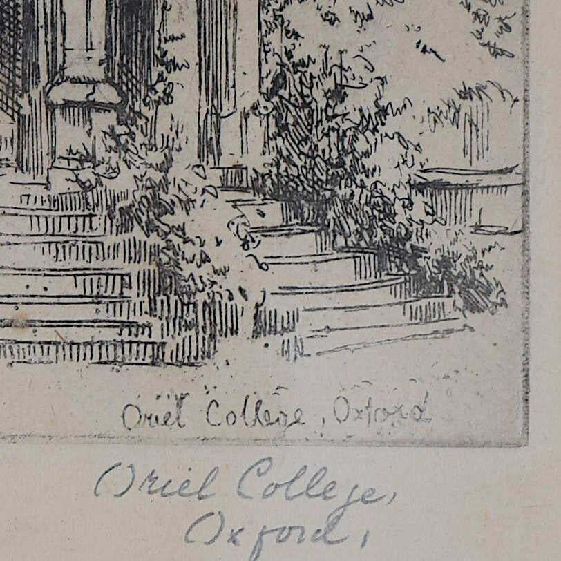 Mabel Oliver Rae, Oriel College, Oxford, Etching By Mabel Oliver Rae photo for sale