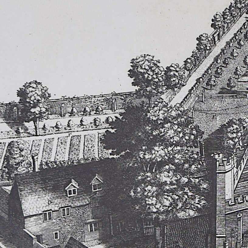 Pieter Van Der Aa, Christ's College, Cambridge, Engraving After David Loggan, 1727 photo 787.0
