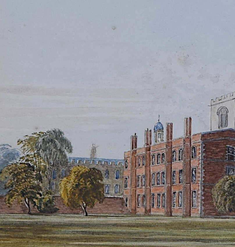 A Cricket Match At Jesus College Cambridge, Watercolour By George Pyne photo for sale