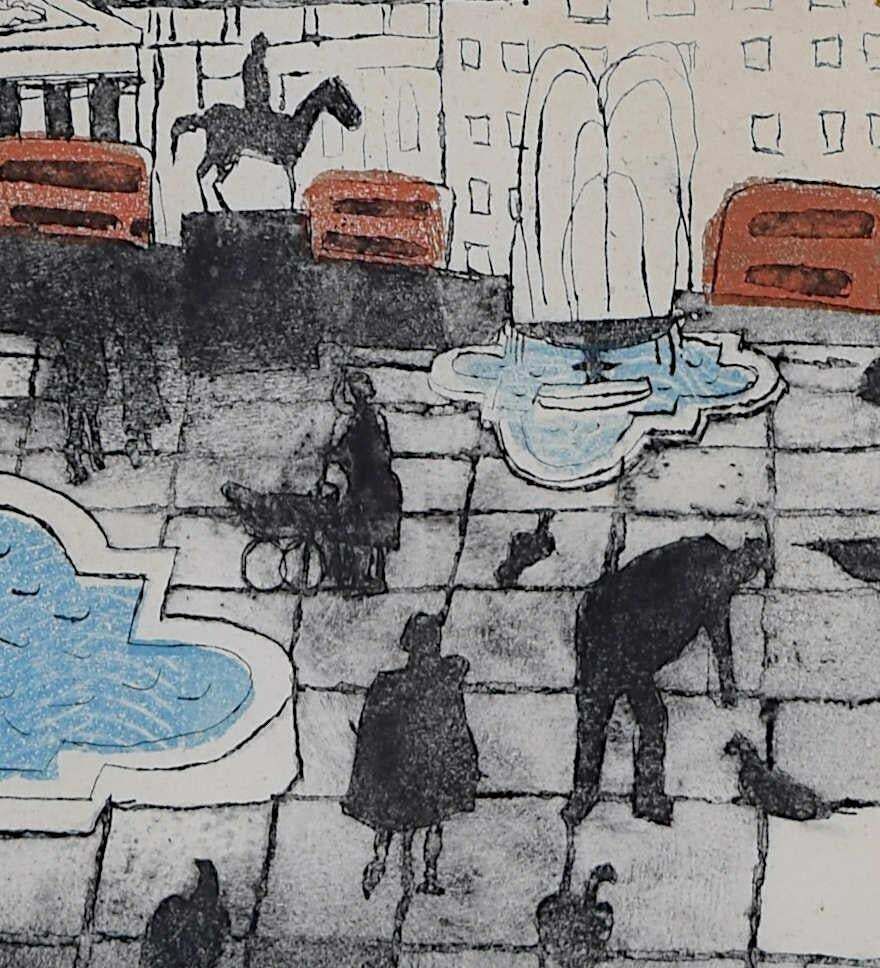 Julian Trevelyan, Trafalgar Square, Etching And Aquatint, 1969 photo for sale