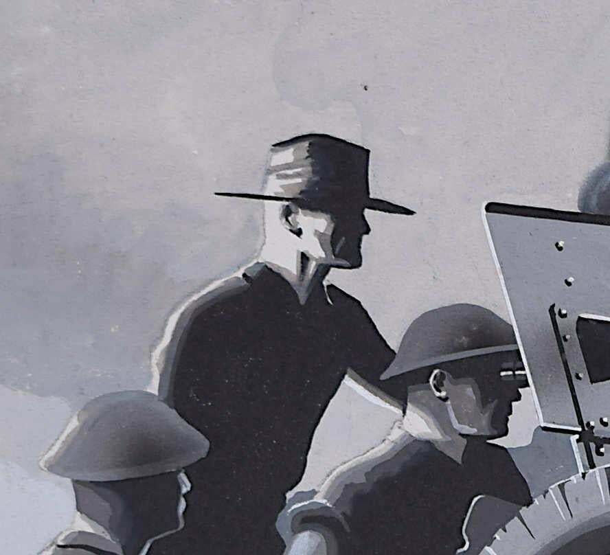 Vivian Bewicksecond World War Painting, Anti Tank Gun In Action 1941 photo furniture