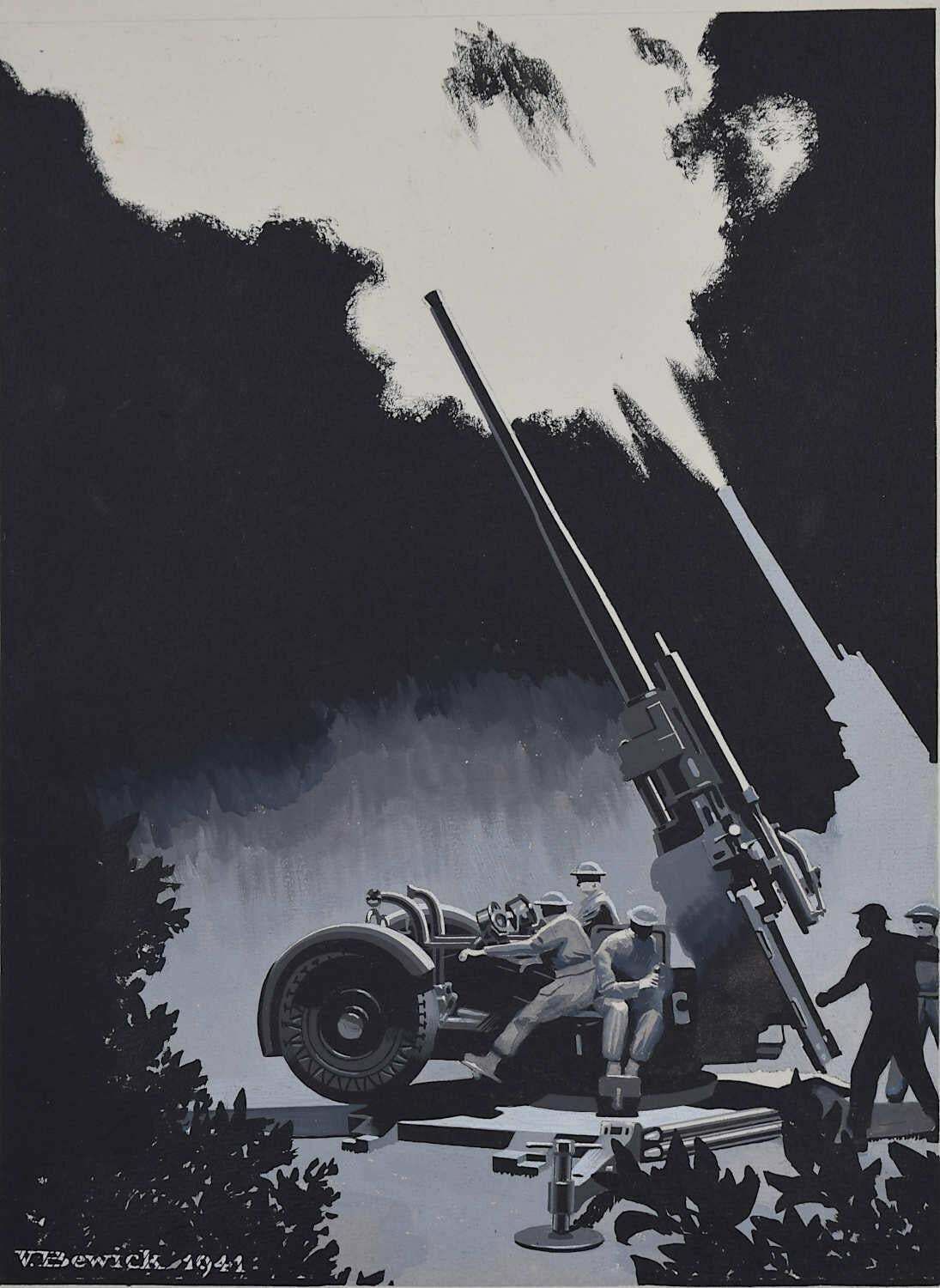 Vivian Bewicksecond World War Painting, Anti Aircraft Battery 1941