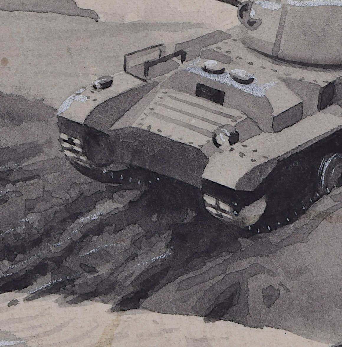 Vivian Bewick, Second World War Swillbin Painting, British Valentine Tank II, 1941 photo Art