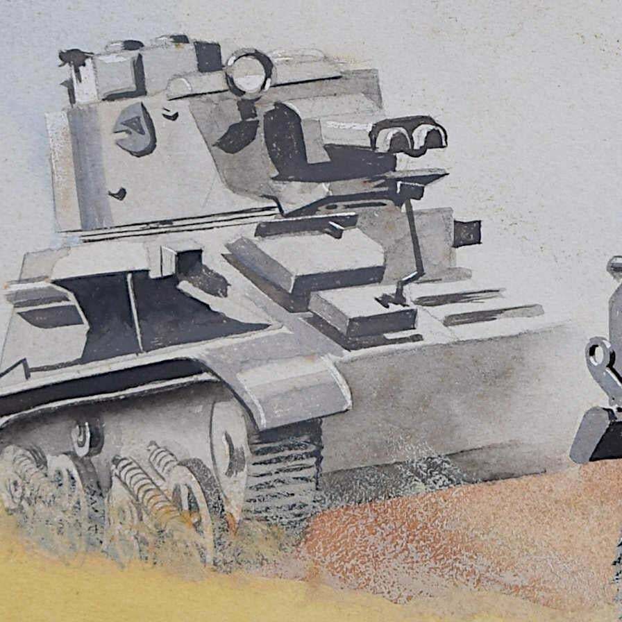 British Light Tanks, C.1940, Original Painting By Vivian Bewick photo for sale