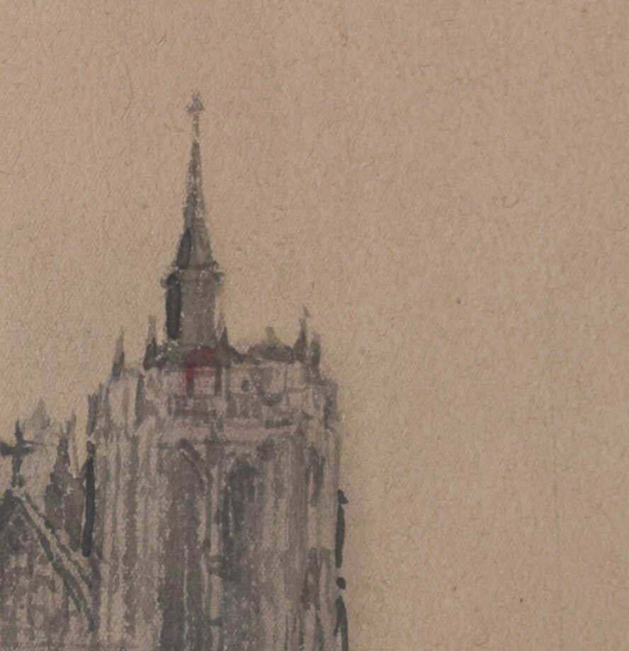 Sir Albert Richardson, Antwerp, Cathedral Of Our Lady, Watercolour By Sir Albert Richardson Pra 1956 photo Art