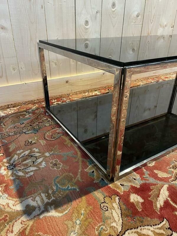 Table Basse 1970 En Chrome Et Verre Fumé photo Garden Furniture