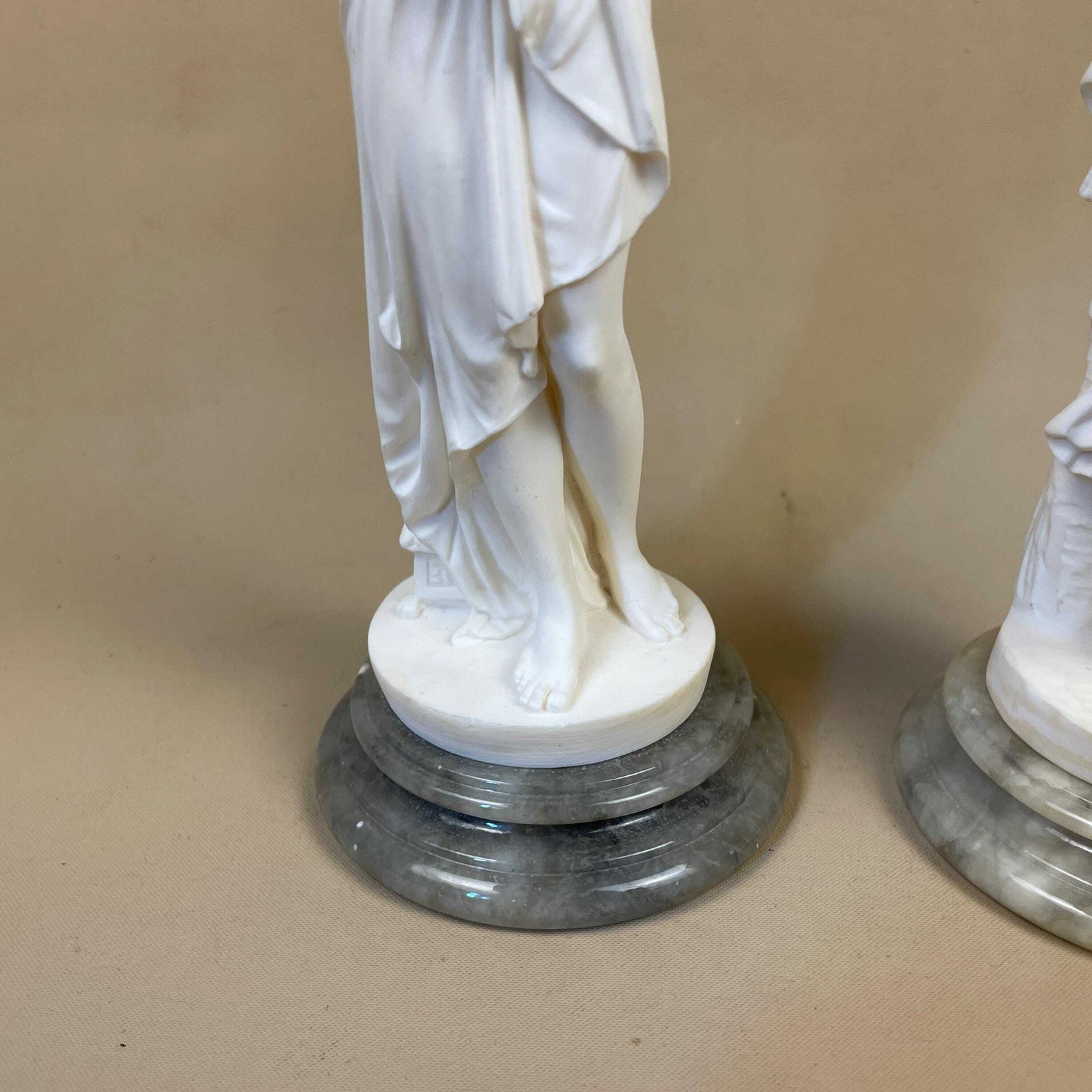 2 A Giannelli Statues Lady Women 1972 Stone Ornament Sculpture Marble Base Italian Decorative Hand Carved White Vintage Art Object Lady photo 150.0