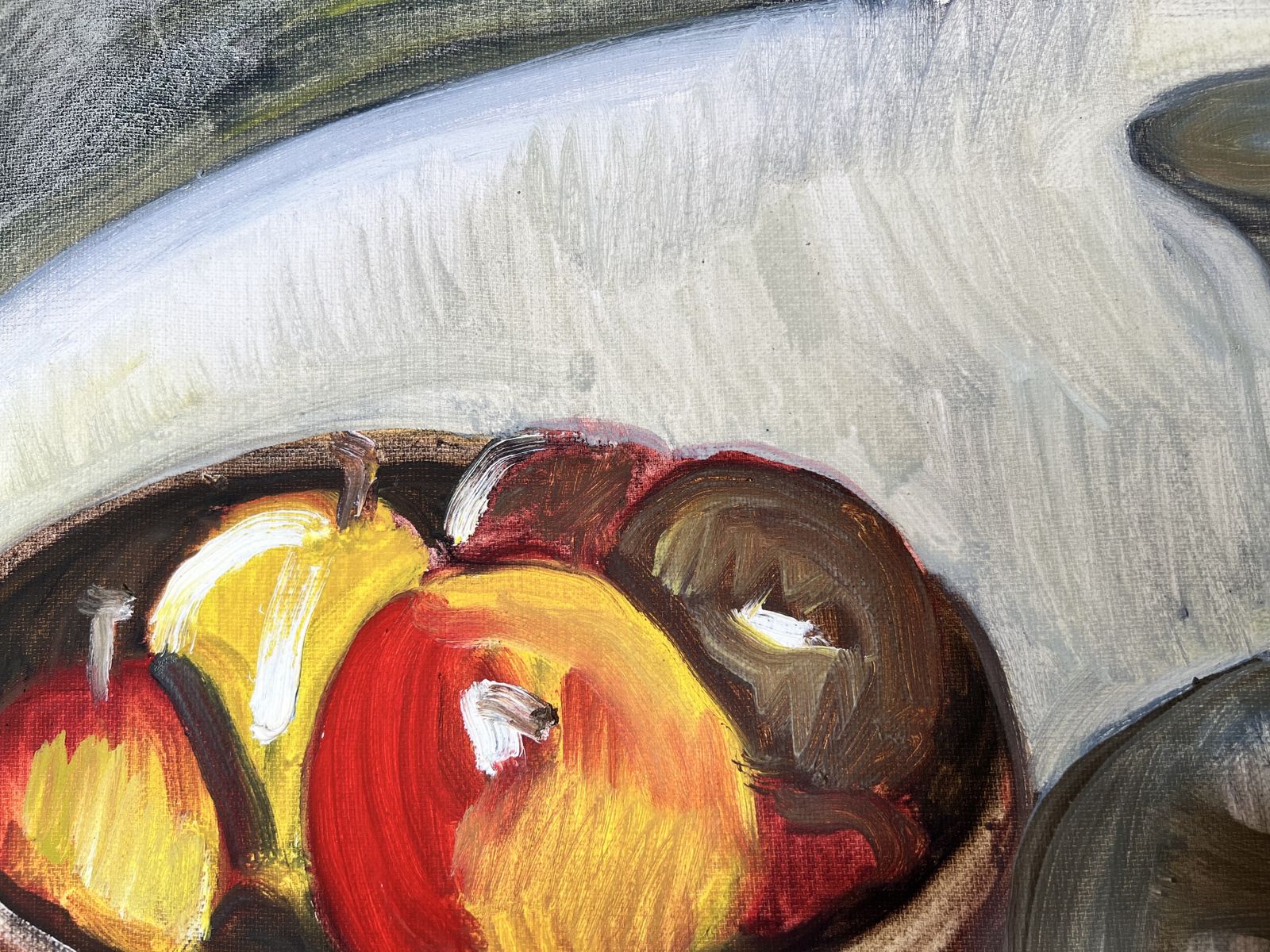 Apples And Bottle, Oil On Canvas Still Life Painting photo 299.0