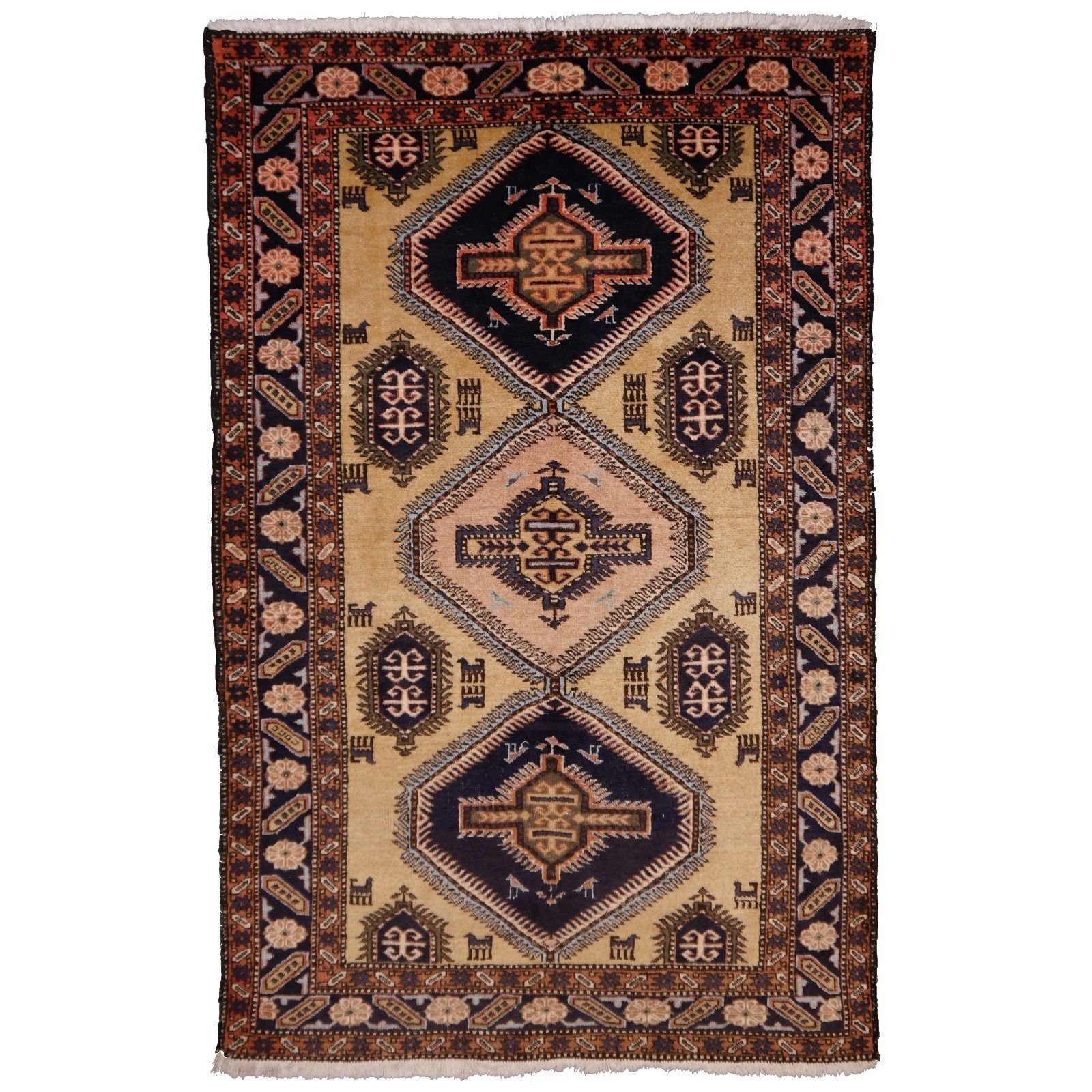 Vintage Rug Hand Knotted Wool 6.9 X 4.3 Ft / 209 X 131 Cm
