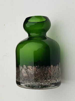 Green Glass Vase With Silver Particles From Gral Glas, 1970s photo furniture
