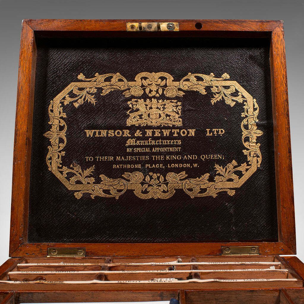 Antique Artist's Paint Box, English, Carry Case, Winsor & Newton, Late Victorian photo vintage