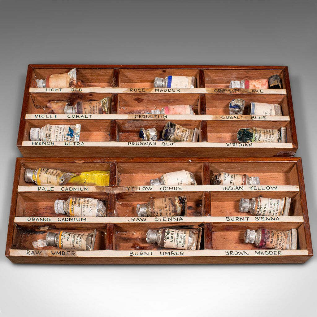 photo for sale Antique Artist's Paint Box, English, Carry Case, Winsor & Newton, Late Victorian