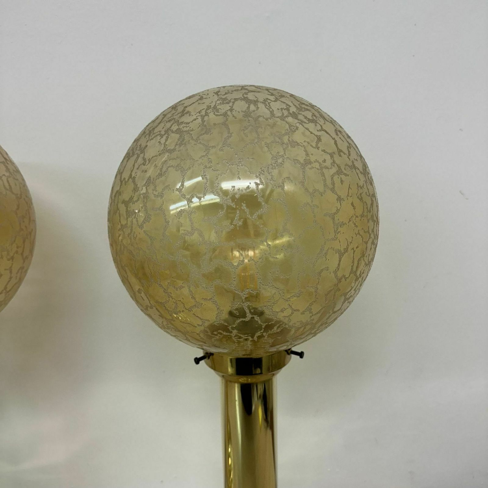 Lighting Set Of 2 Large Globe Glass Table Lamps , 1970s photo