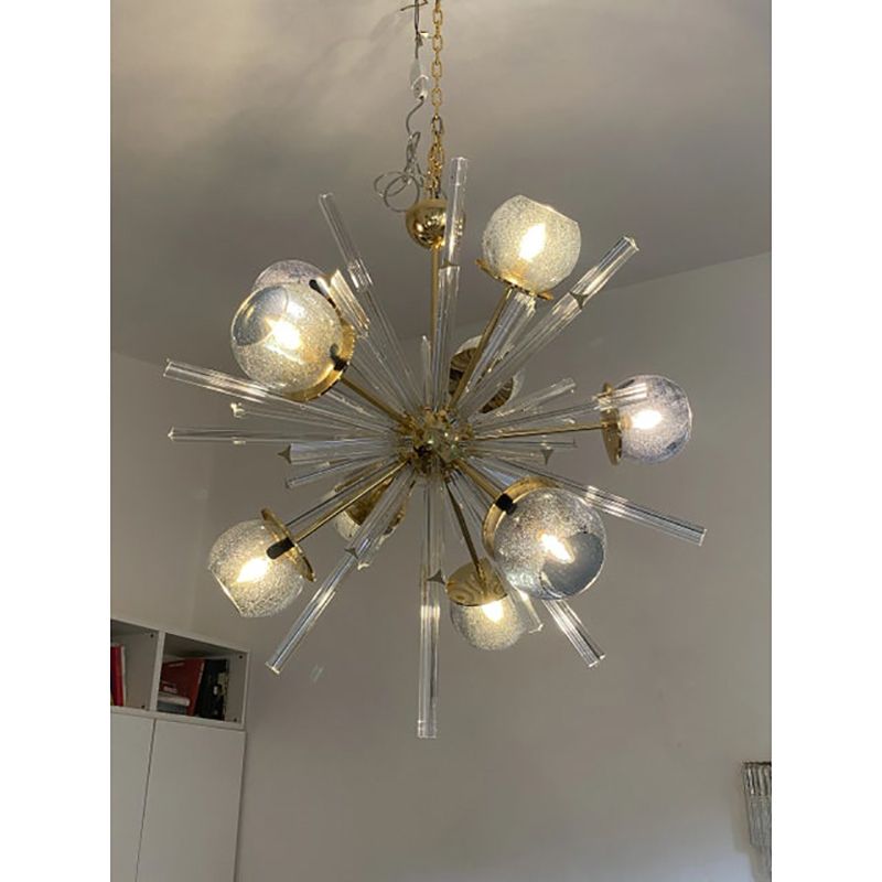 Mid Century Modern Style Sputnik Blue Murano Glass Chandelier photo for sale