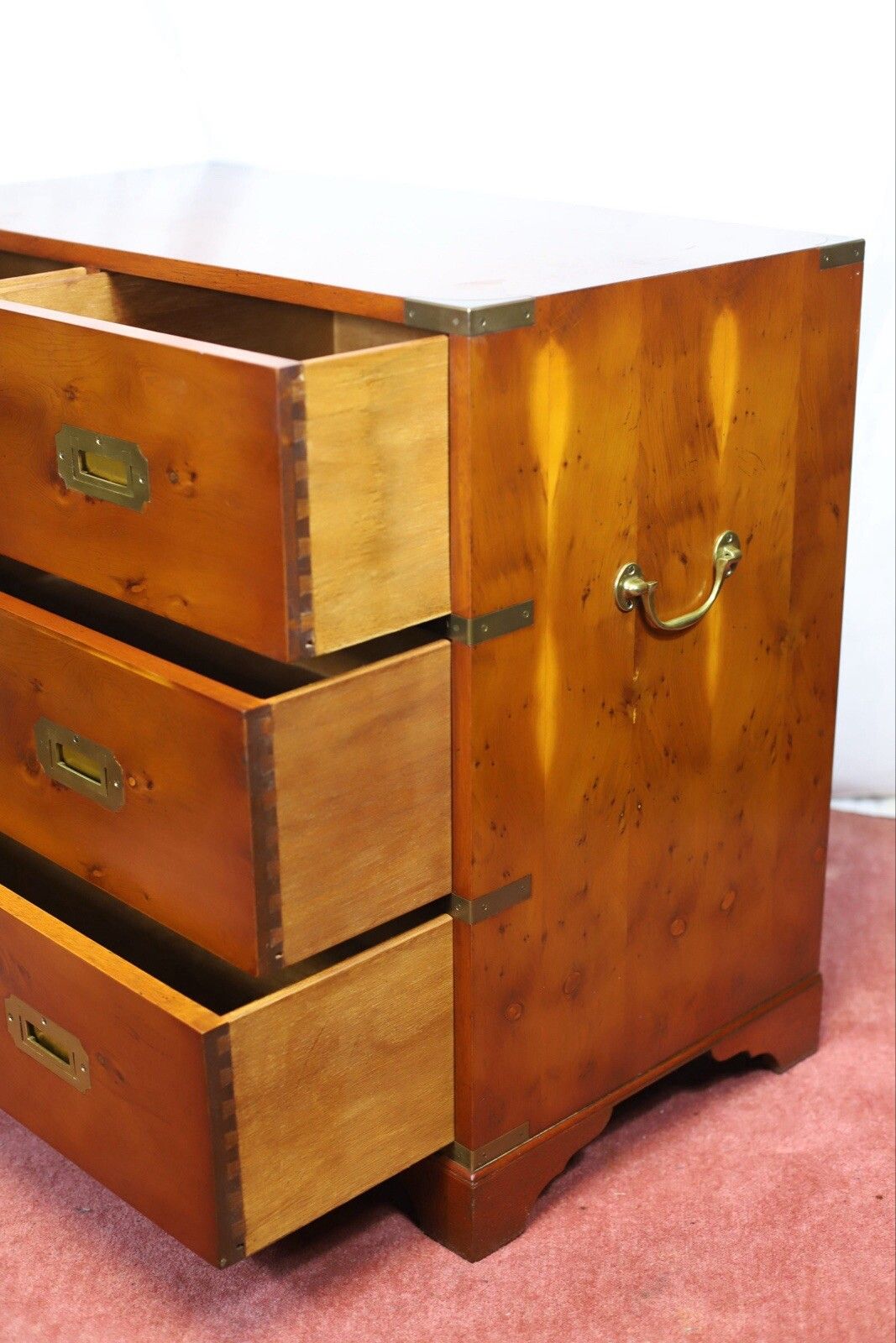photo furniture Lovely Yew Wood Military Campaign Style Chest Of Drawers