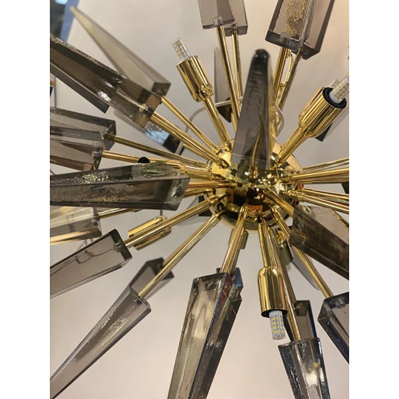 Contemporary Smoked “Spikes” Murano Glass Sputnik Chandelier photo Lighting