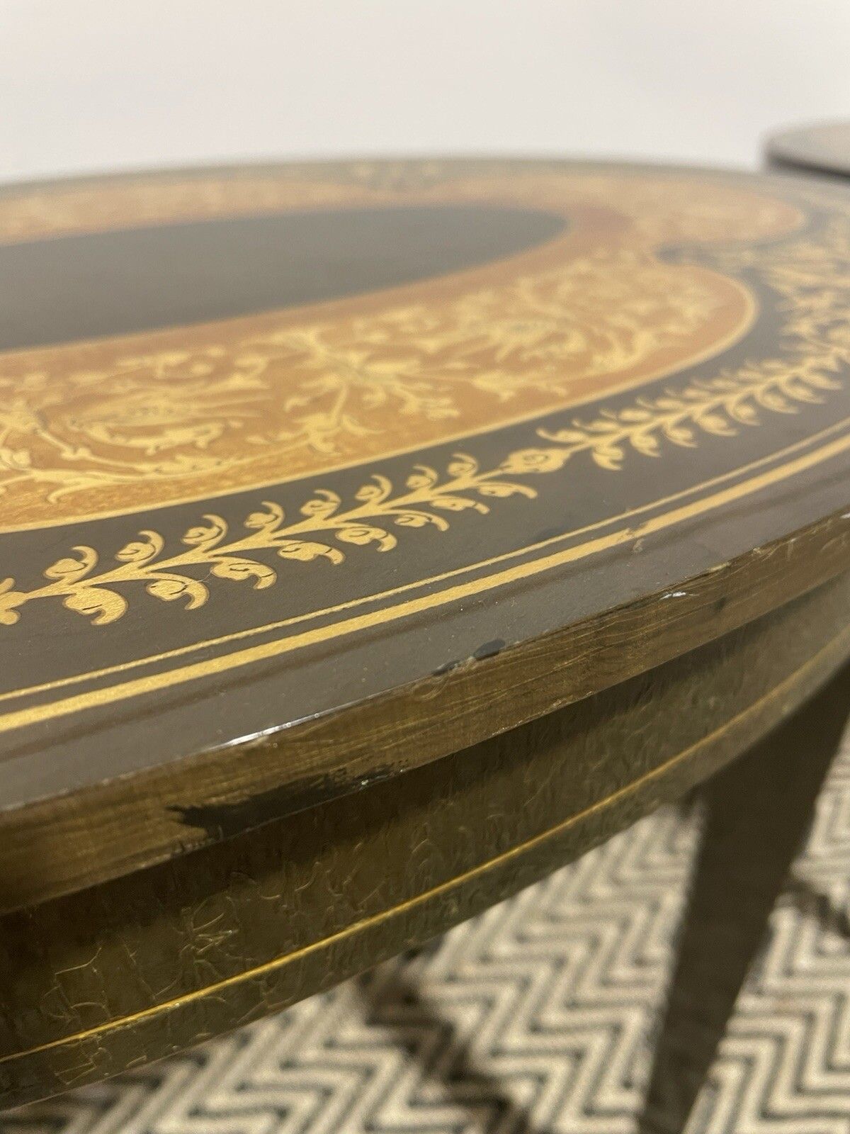 Antique Italian Style Music Side Tables Pair Lamp Coffee Table Oval photo 600.0