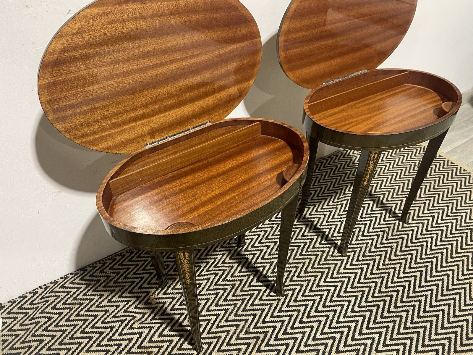 photo for sale Antique Italian Style Music Side Tables Pair Lamp Coffee Table Oval