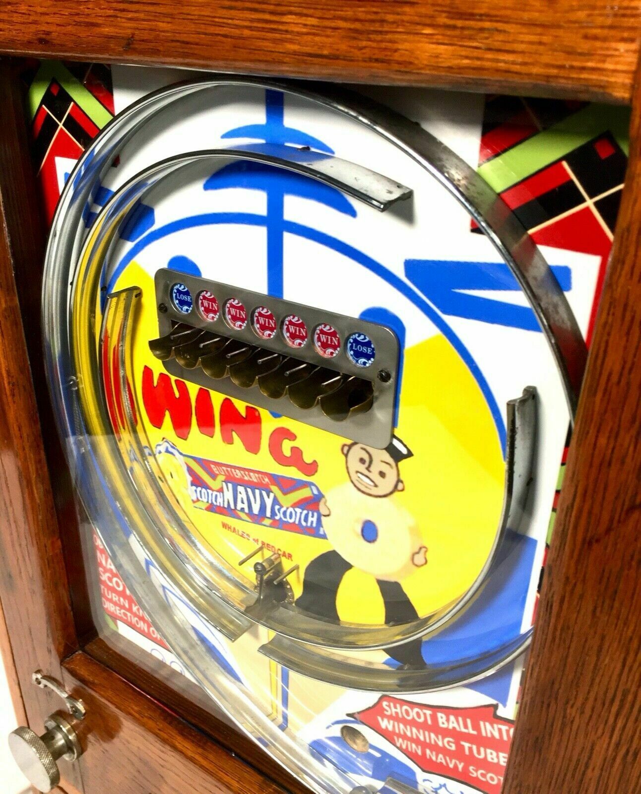 photo furniture Antique 1960s Oliver Whales Win A Navy Scotch Arcade Coin Operated Penny Machine