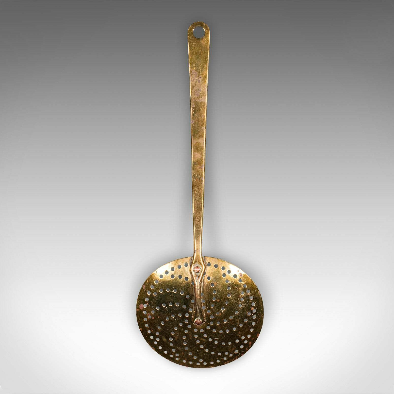 Antique Fireplace Warmer, English, Brass Chestnut Roasting Plate, Georgian, 1800 photo for sale