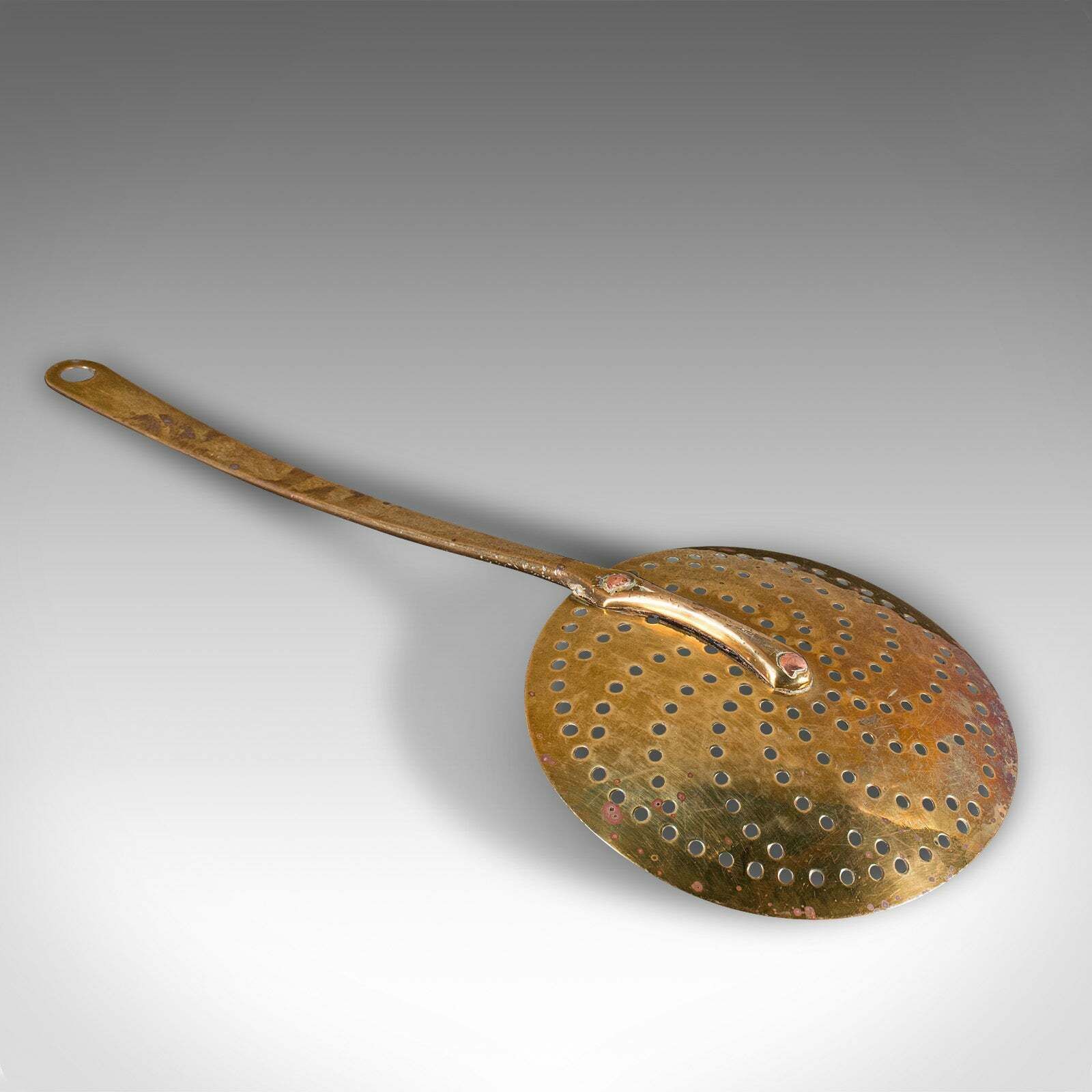 Antique Fireplace Warmer, English, Brass Chestnut Roasting Plate, Georgian, 1800 photo buy