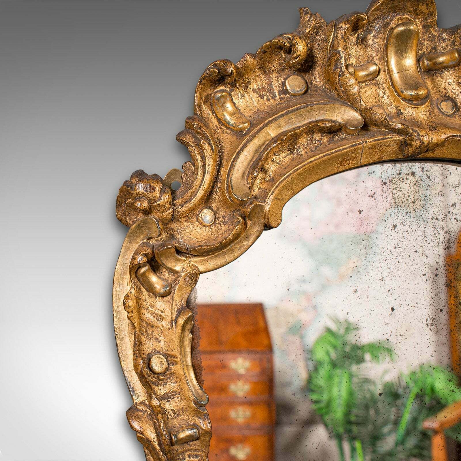 Antique Hall Mirror, French, Gilt Gesso, Ornate, Baroque Taste, Victorian, 1850 photo Home Decor