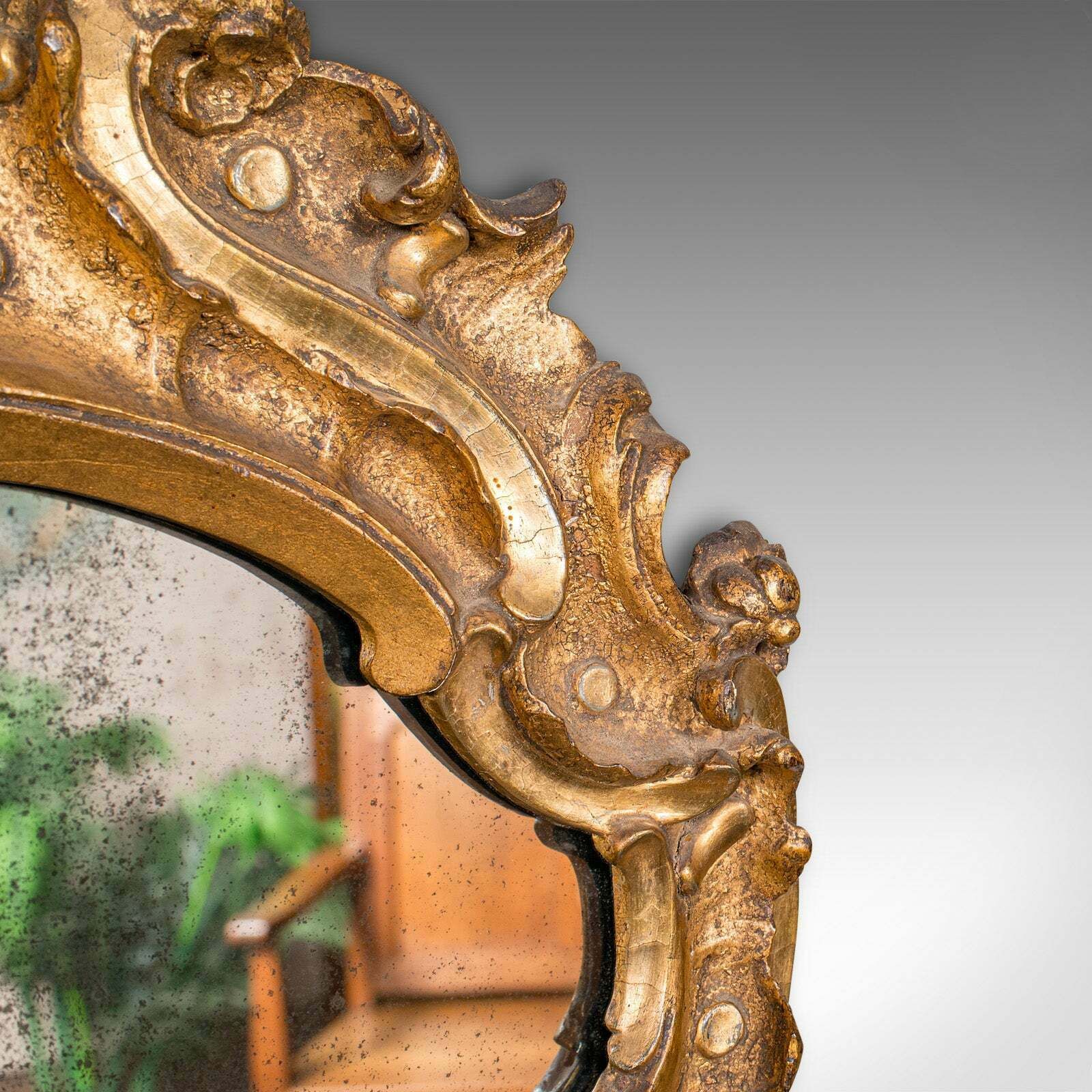Antique Hall Mirror, French, Gilt Gesso, Ornate, Baroque Taste, Victorian, 1850 photo 1295.0