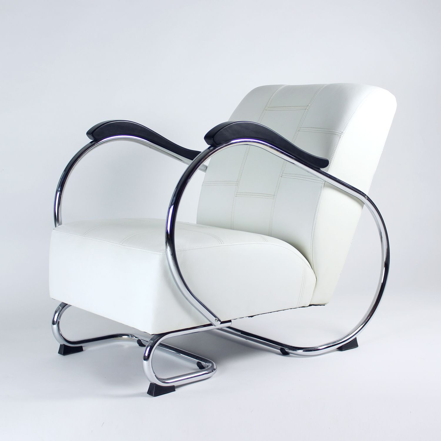 1930s Chrome & Leather Armchair By Hynek Gottwald, Czechoslovakia