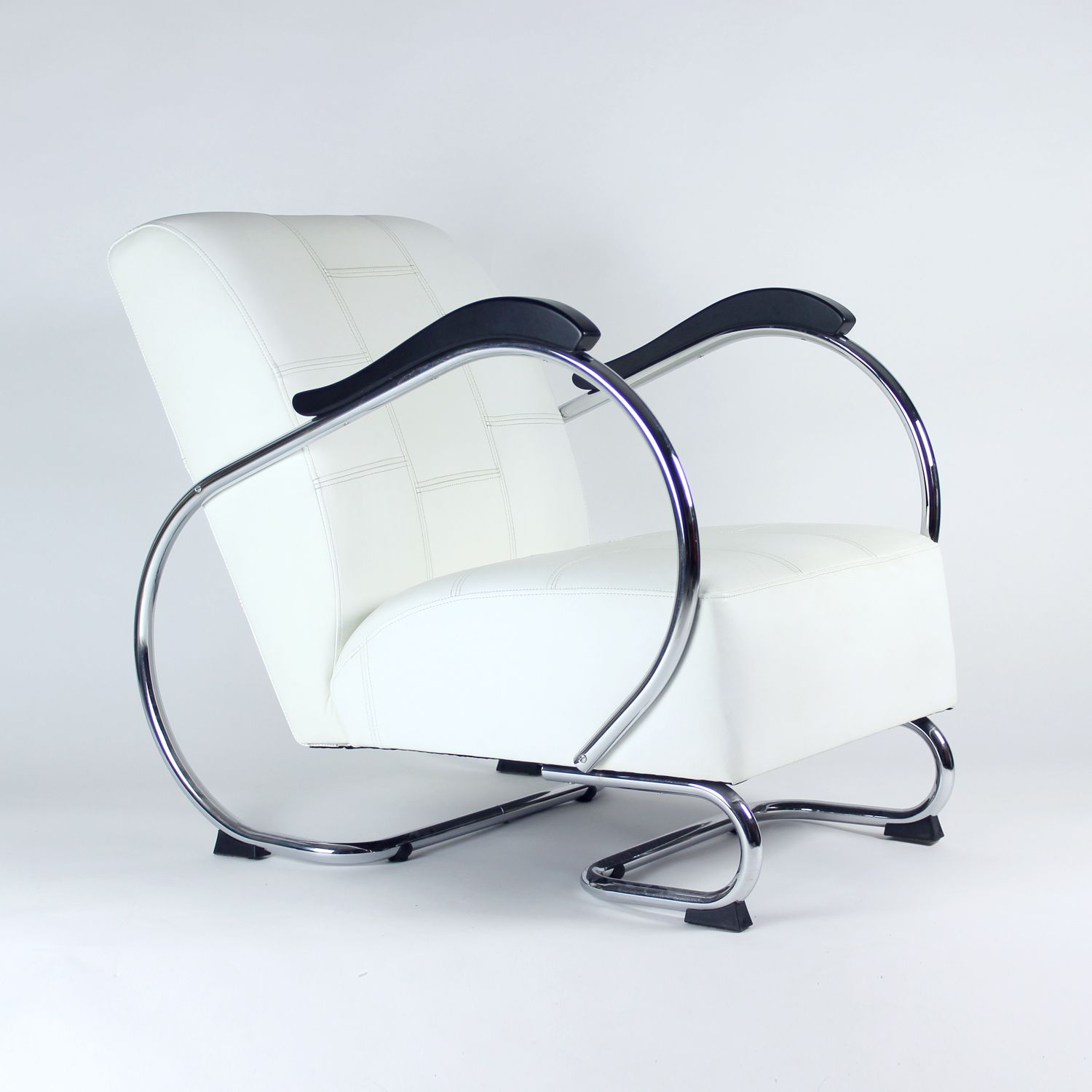 photo vinterior 1930s Chrome & Leather Armchair By Hynek Gottwald, Czechoslovakia