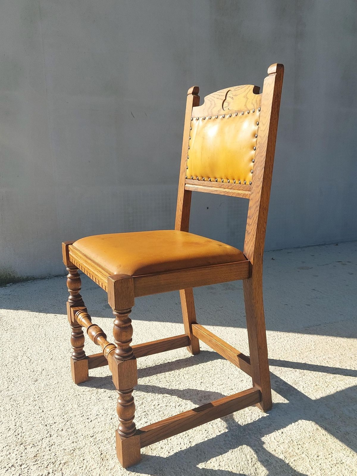 Vintage Dining Chair / Rustic Dining Chair/ Vintage Cottage Chair/ Massive And Leather Chair/ Retro Chair/ Mcm Chair/ Rustic Design/70's