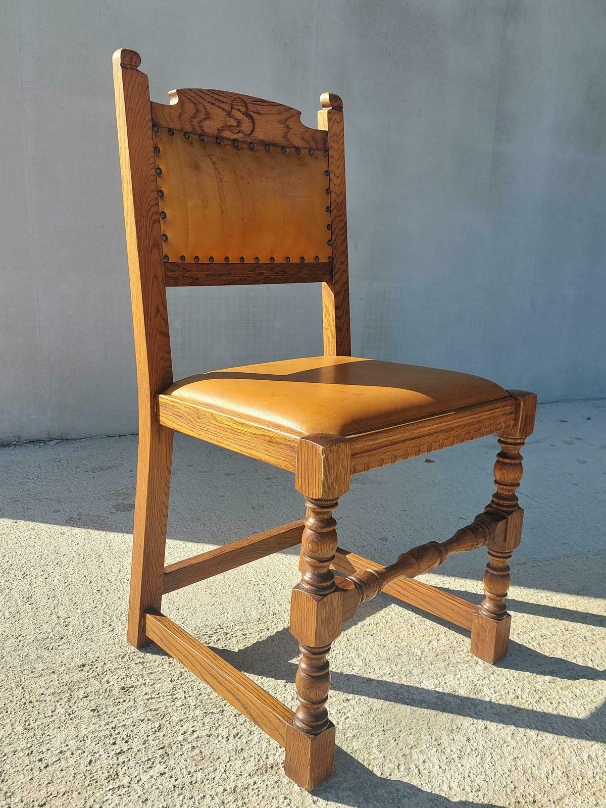 Vintage Dining Chair / Rustic Dining Chair/ Vintage Cottage Chair/ Massive And Leather Chair/ Retro Chair/ Mcm Chair/ Rustic Design/70's photo vinterior