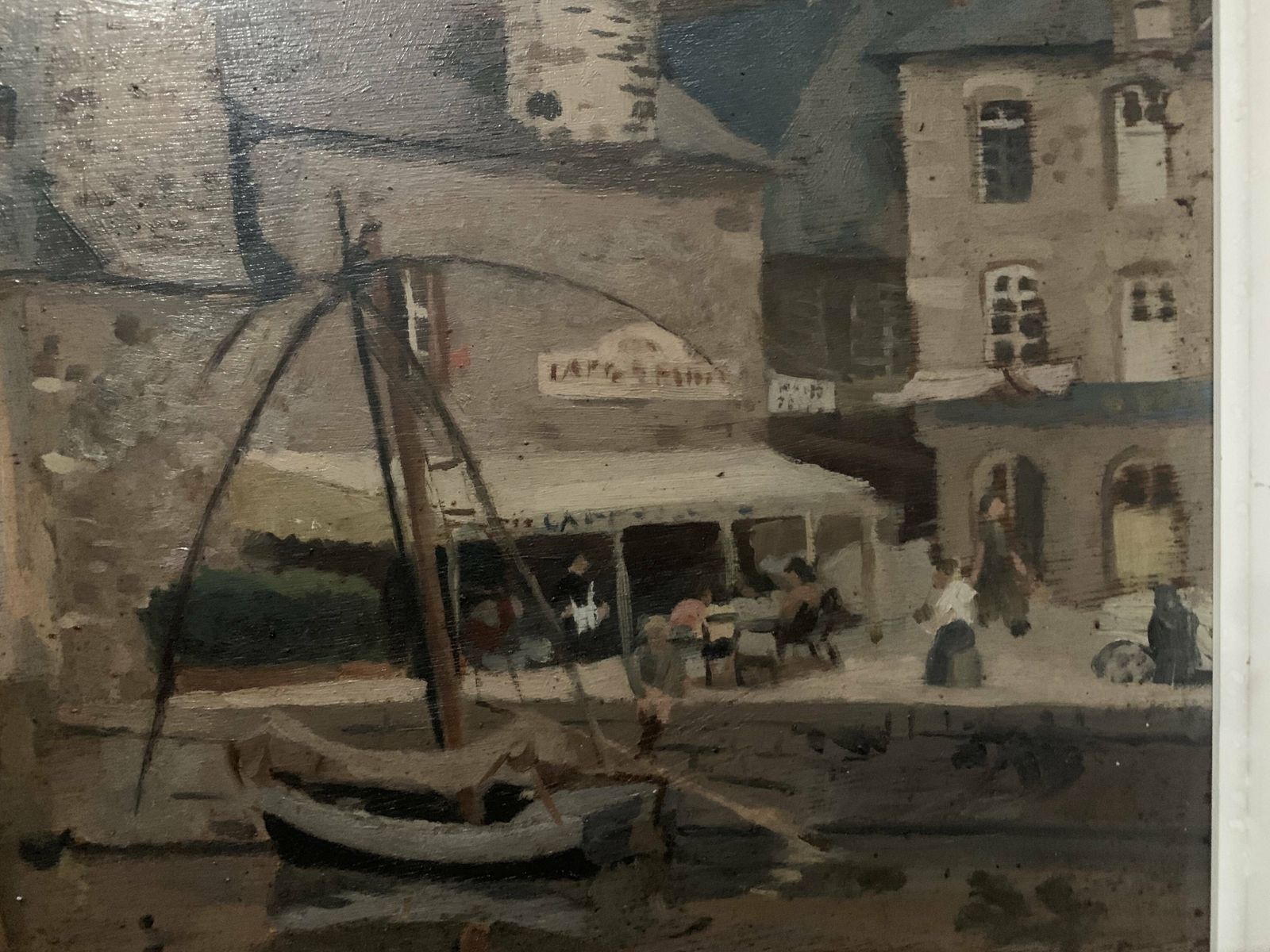 photo buy Framed Oil On Canvas "View Of The Port" 20th Century