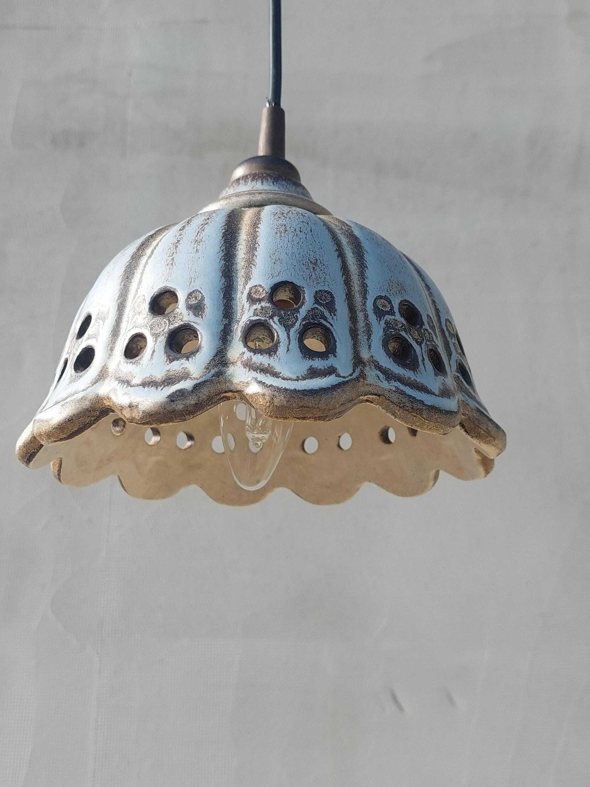 Vintage Ceramic Chandelier/Ceramic Chandelier /Mid Century Ceramic Chandelier /Mid Century Pendant Lamp / Ceramic Vintage Pendant Lamp /80'sl