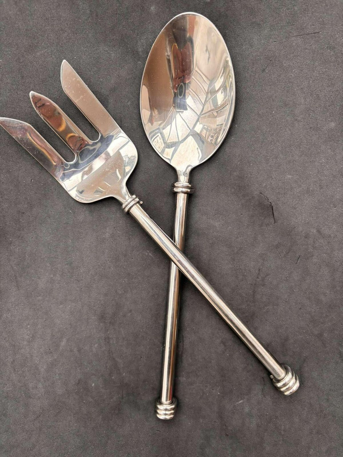 Set Saladeschepjes – Gedraaid Draadwerk, Bestek Met Spiraalvormige Uiteinden, Brutalist, Middeleeuwse Stijl photo vintage