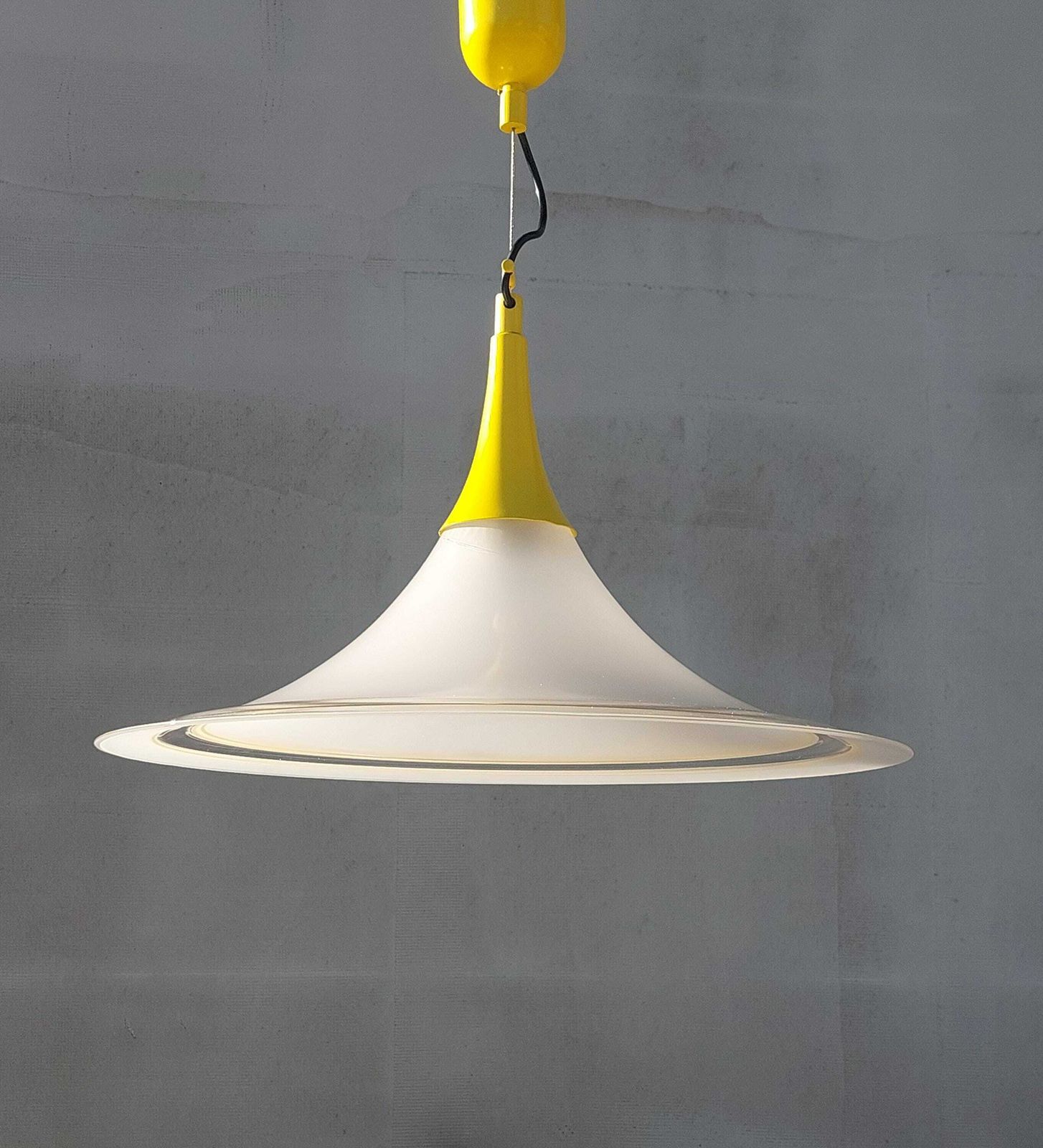 Xl Mid Century Murano Pendant Lamp /Murano Glass Chandelier /Murano Trumpet Pendant Lamp/ Retro Trumpet Pendant Lamp /Murano/Italy /70's photo for sale