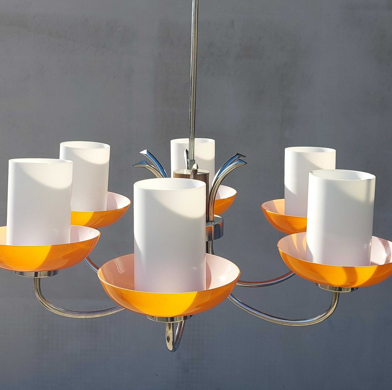 Vintage 6 Arm Chandelier/Vintage Chandelier /Sputnik Chandelier / Mid Century Glass Chandelier /Retro Chandelier /Space Age/Yugoslavia /70's photo 836.0
