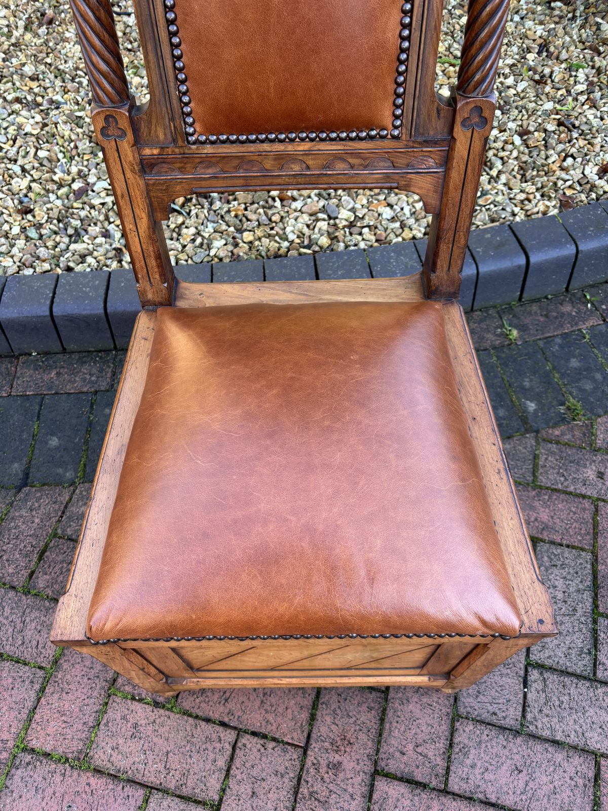 Gothic Revival Walnut Chair, 1800s photo vintage