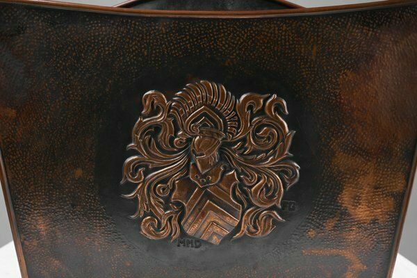 Mid Century Magazine Rack In Hammered Copper, France, 1890s photo for sale