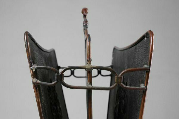 Mid Century Magazine Rack In Hammered Copper, France, 1890s photo vintage