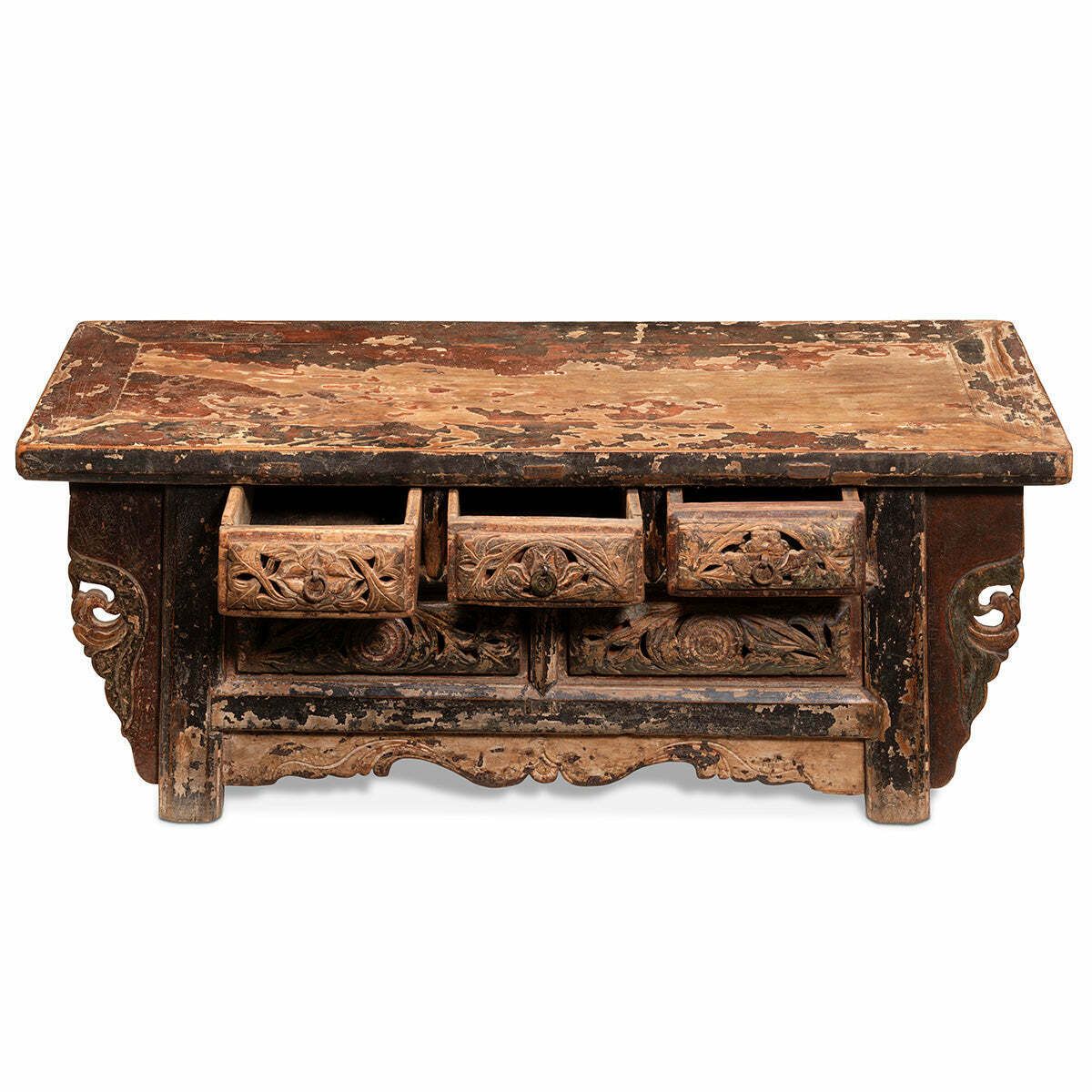 Carved Antique Shaanxi Kang Table photo for sale