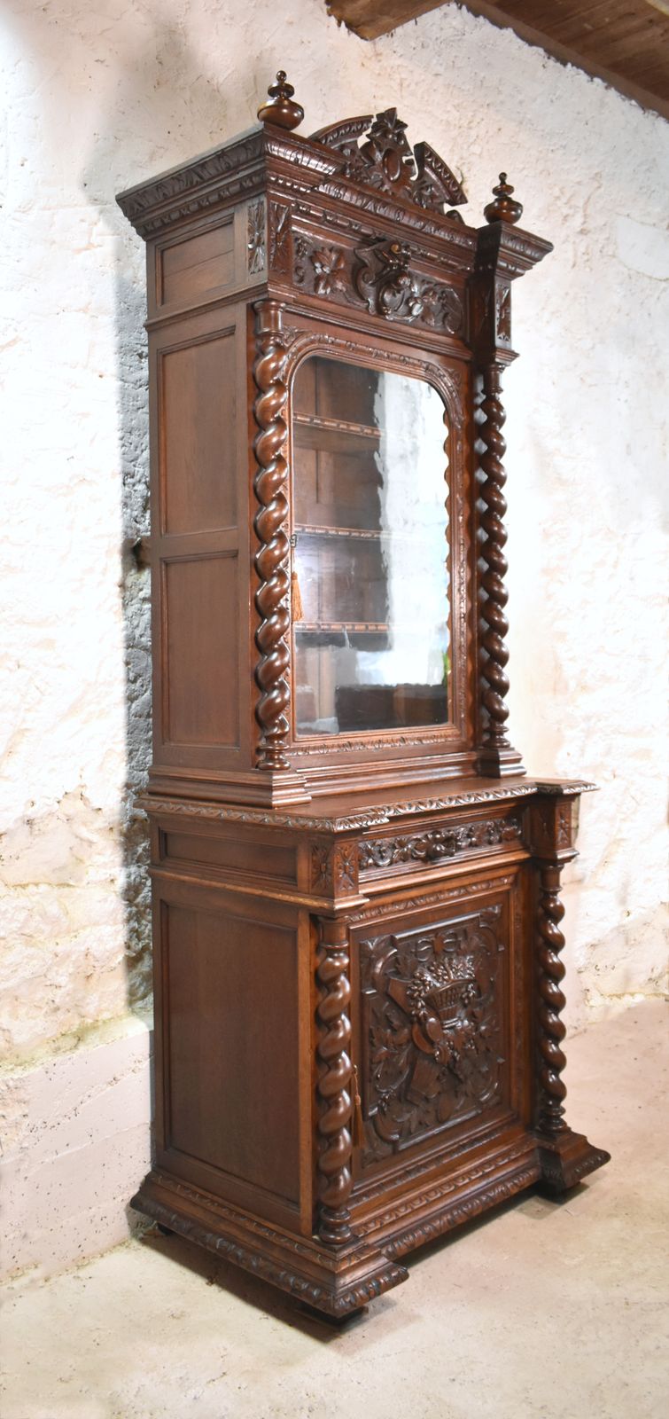 French Oak Hunt Display Cabinet Louis XIII Style photo furniture