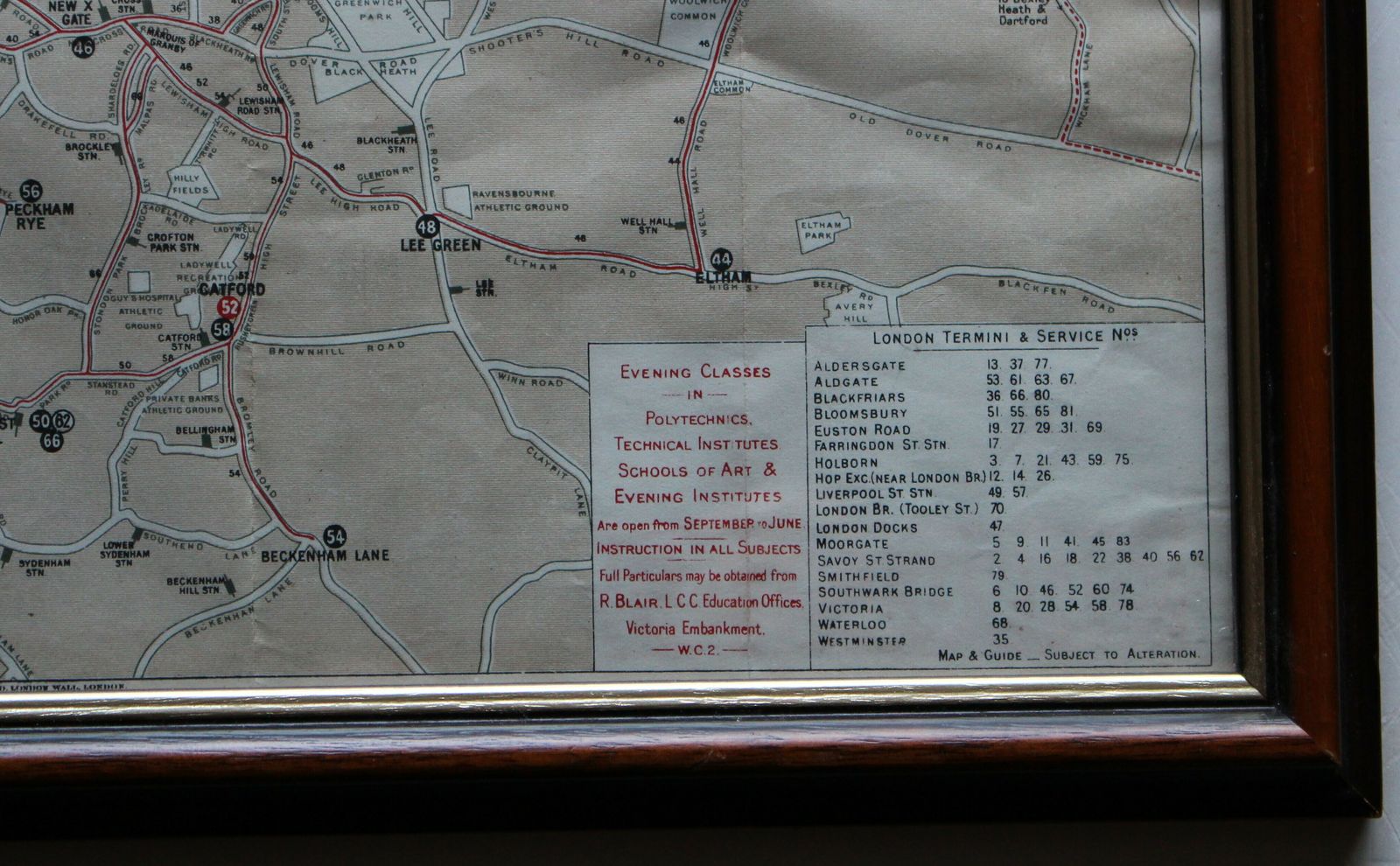 Framed 1920 London County Council Tramways Routes Plan photo for sale