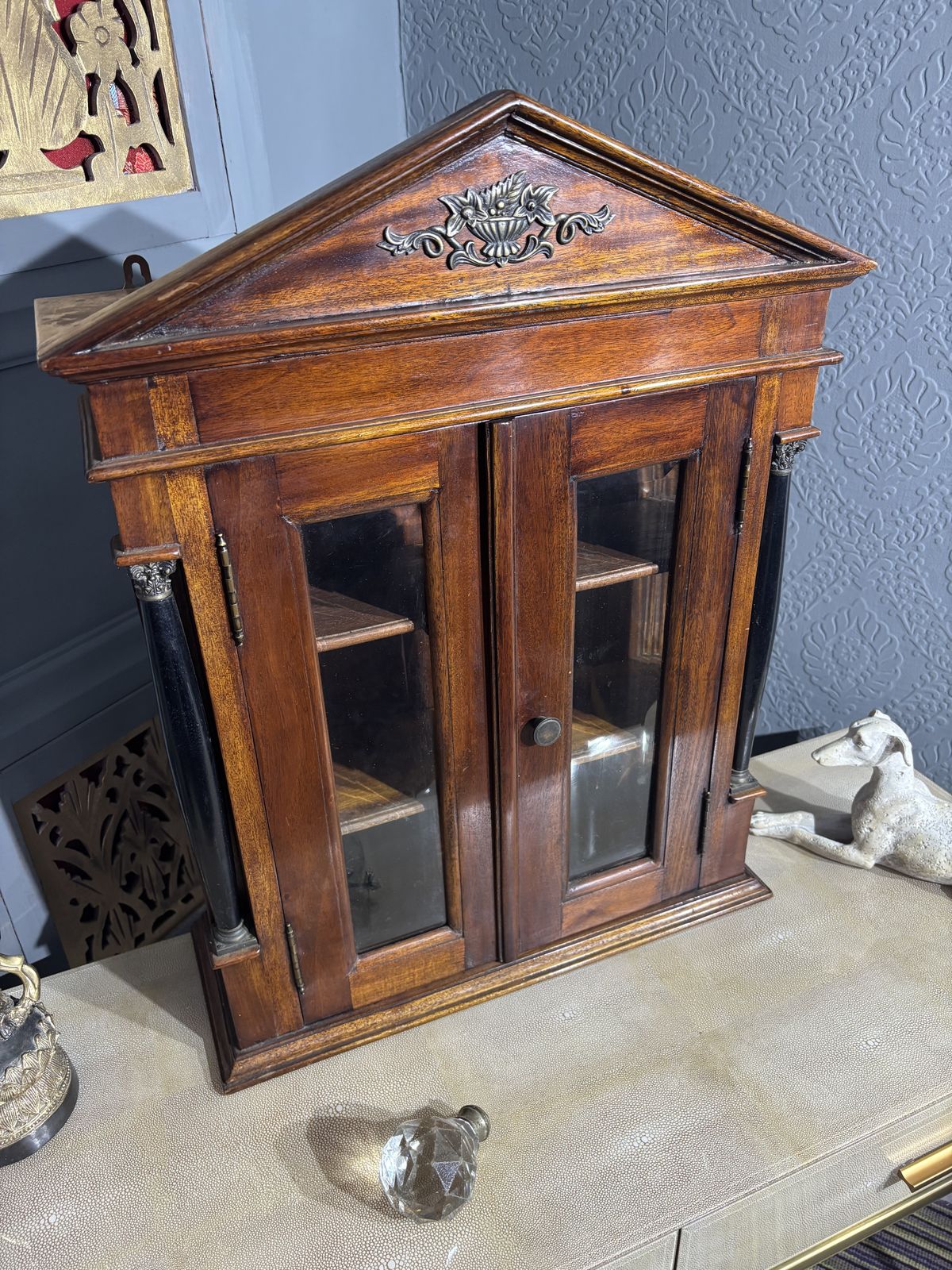 Small Mahogany Palladian Style Glazed Wall Cabinet photo for sale