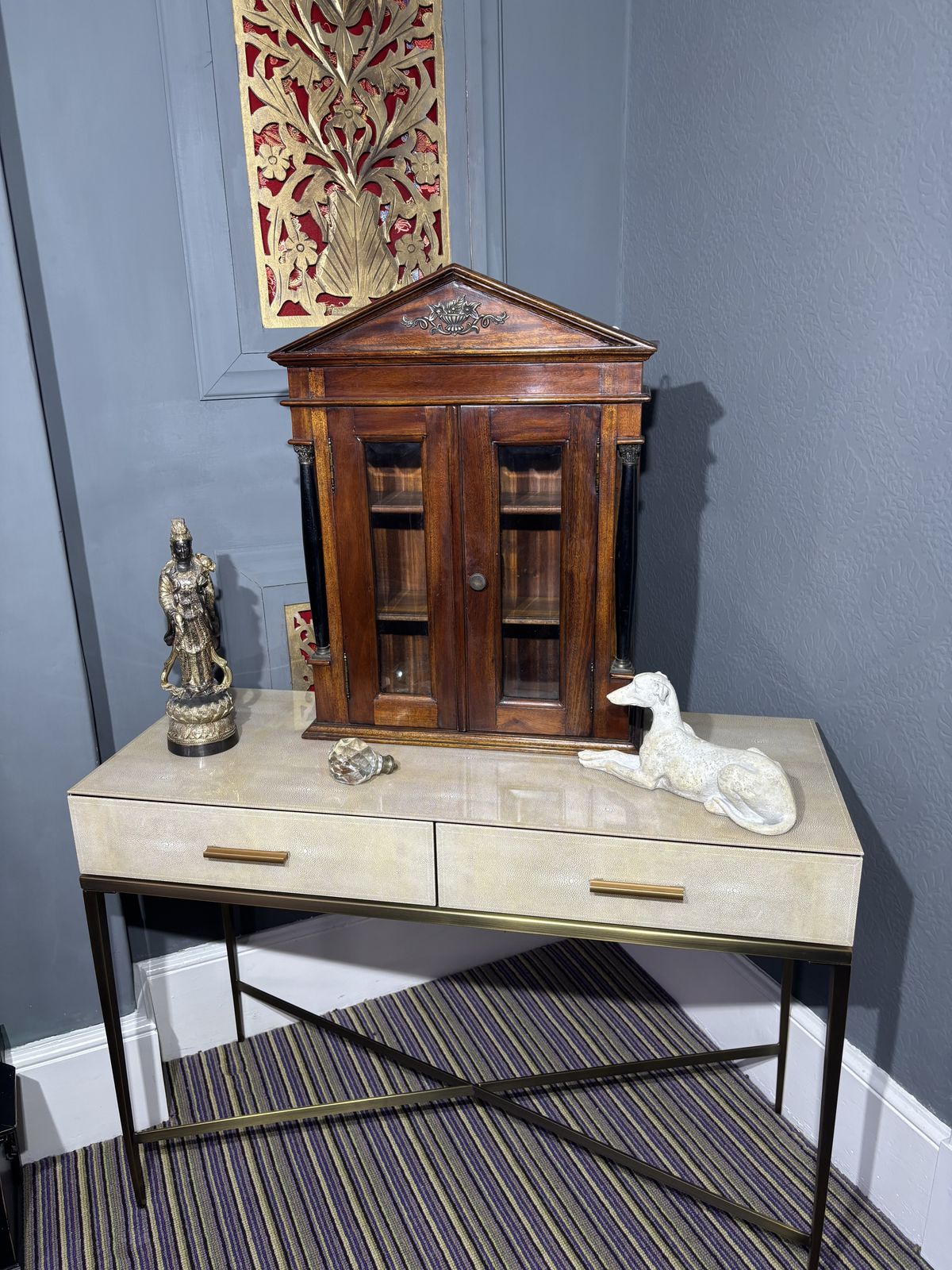Small Mahogany Palladian Style Glazed Wall Cabinet photo vinterior